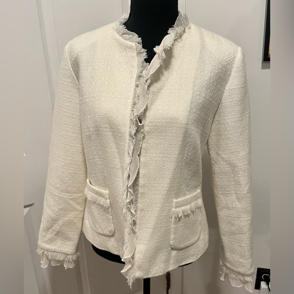 WDNY Cream (Off White) Tweed Boucle Jacket Blazer size 8